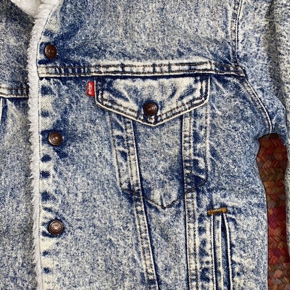 80s VTG LEVIS ACID WASH SHERPA JACKET - Picture 3 of 8